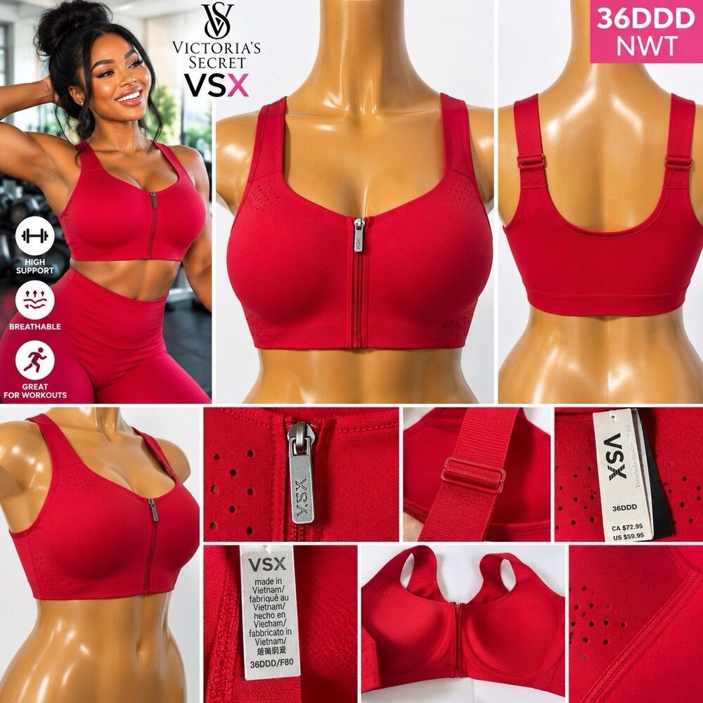 Victoria's Secret VSX Featherweight Max Front-Close Sports Bra Green  NWT36DDD
